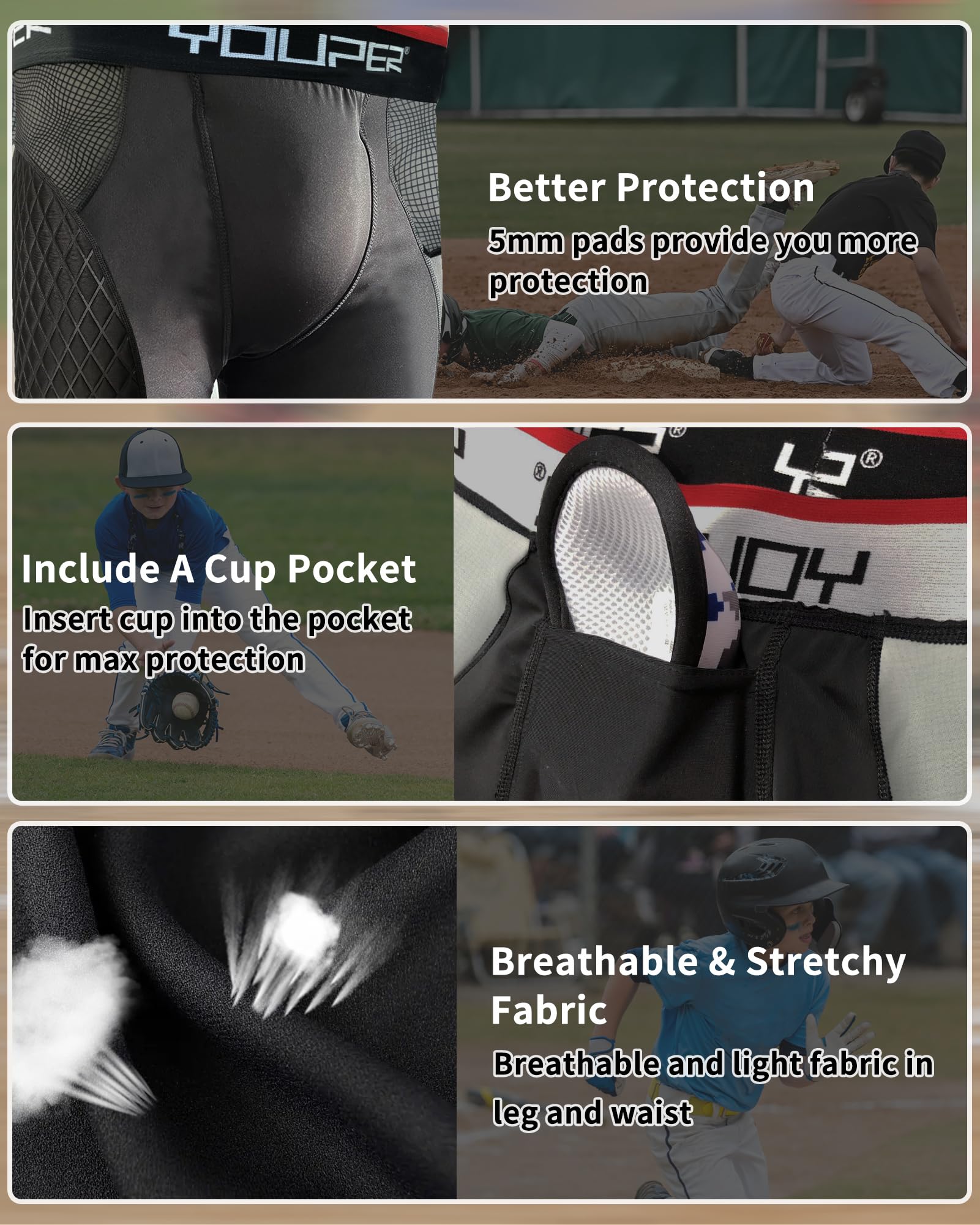 Youper inset pocket detail for cup showing secure fit and stability benefit