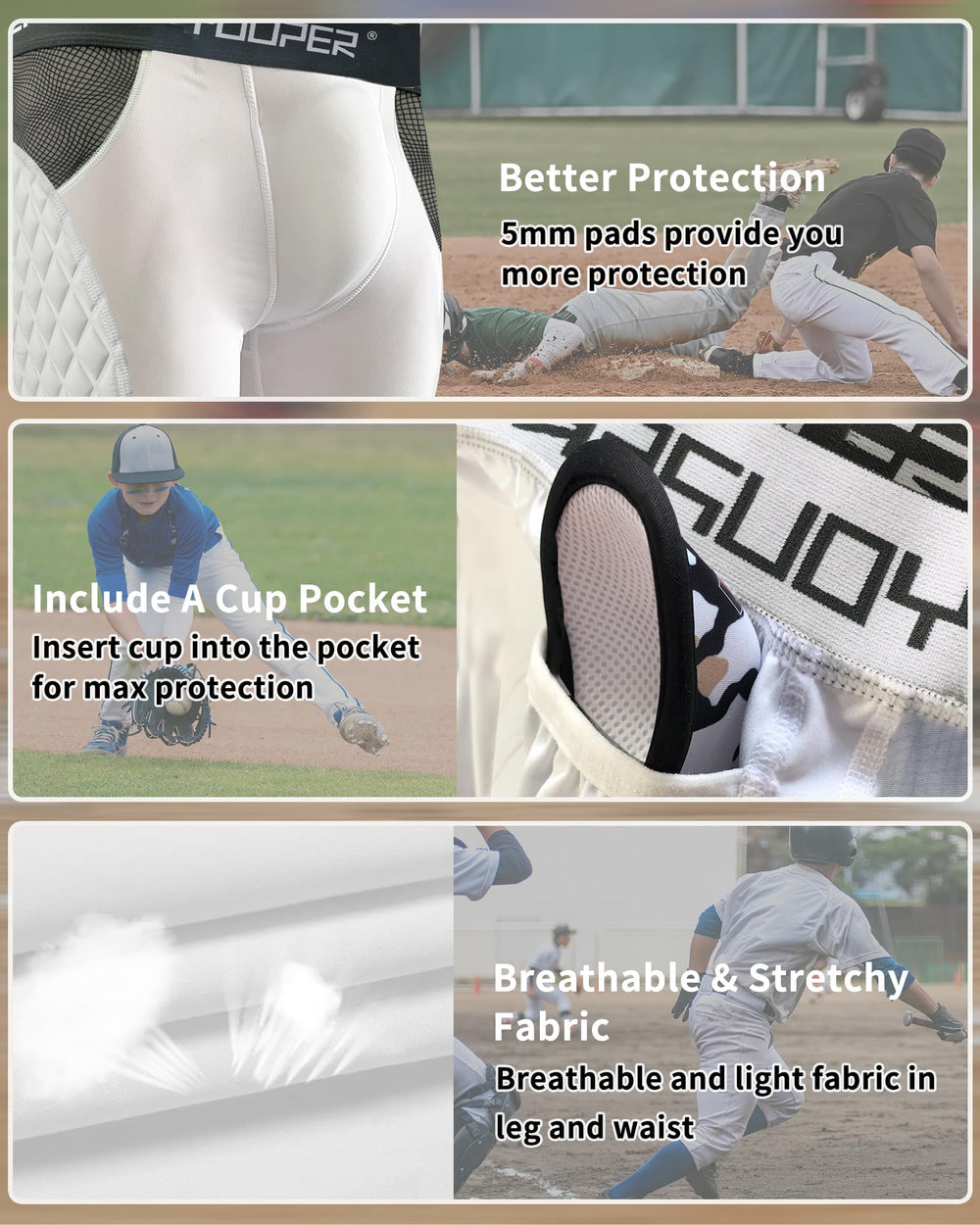 Youper internal cup pocket detail inside shorts, keeps an athletic cup stable and protected
