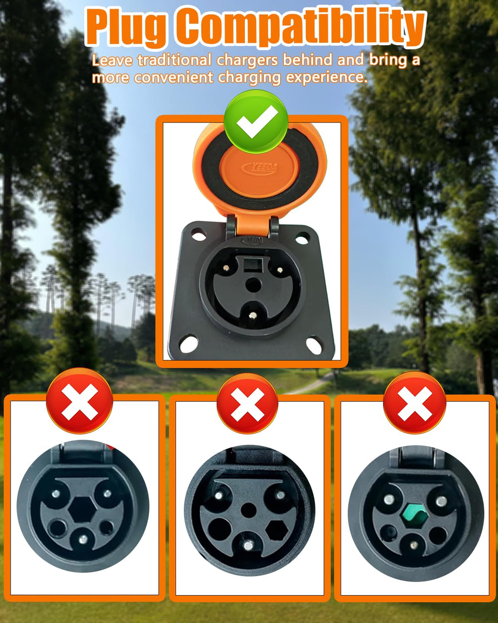 yourheey cable connected to golf cart demonstrating quick plug-and-play charging benefit
