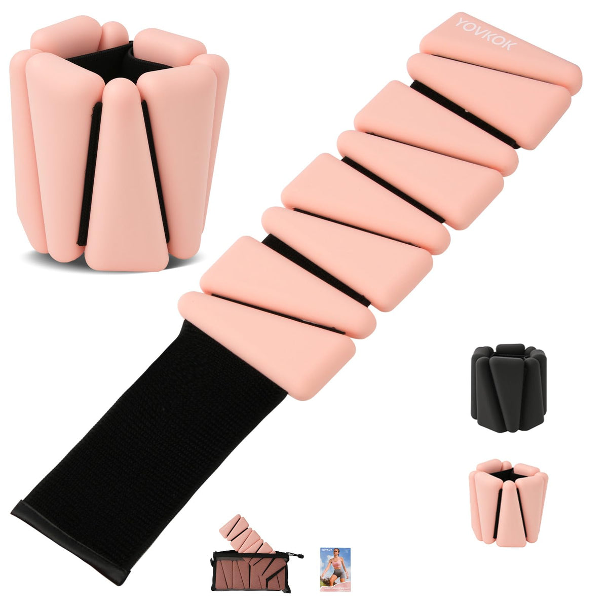 YOVKOK front view of pair showing triangle flesh pink design and secure fit benefit