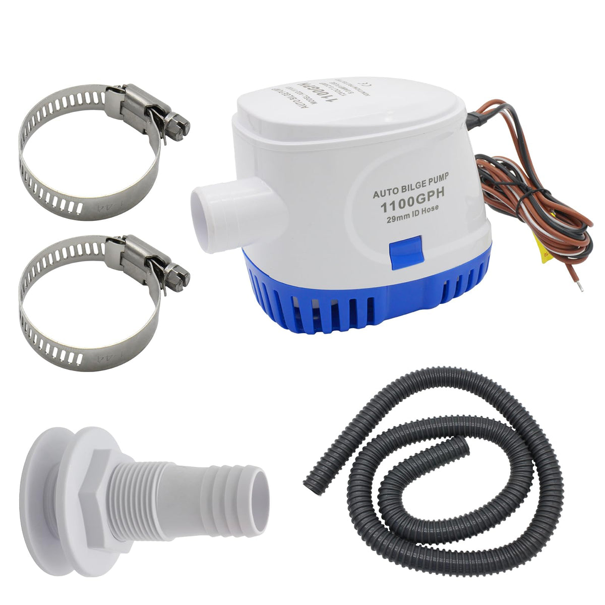 YQMIGU bilge pump front view showing compact design and quick installation benefit
