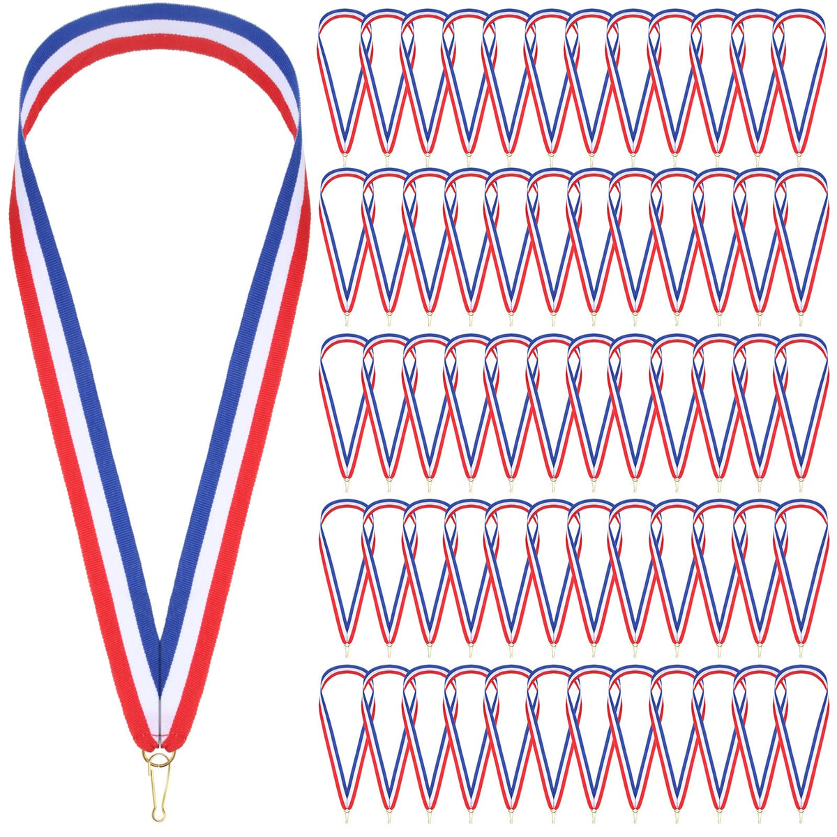 Ysleen front view pack showing 100 patriotic lanyards, easy event prep benefit