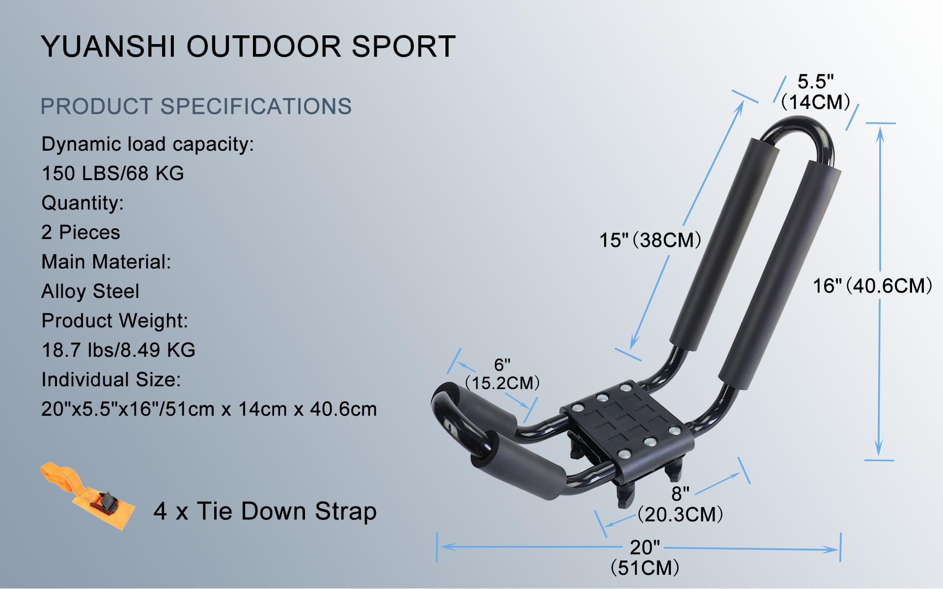 YUANSHI padded J-bar close-up protects hulls and reduces abrasion