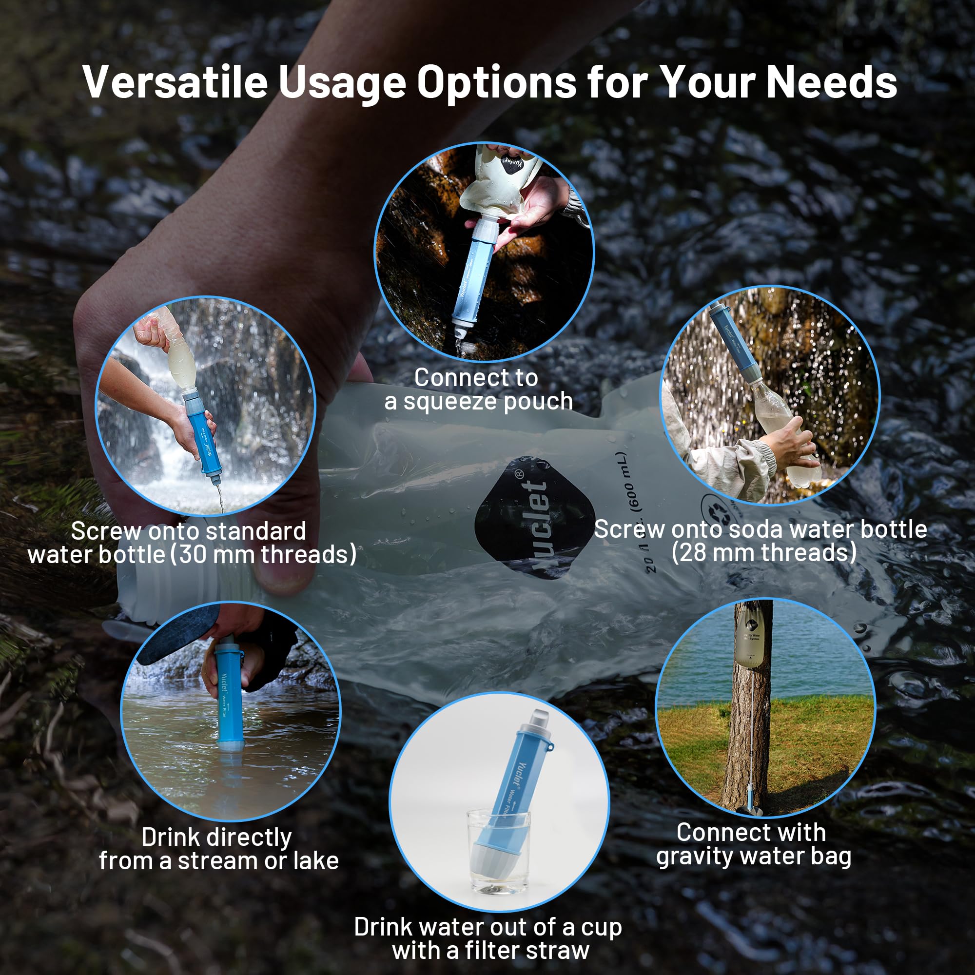 Yuclet size comparison with hand illustrating lightweight, packable advantage