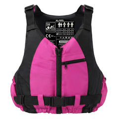 Yueta front view of pink swim jacket showing fit and secure closure benefit