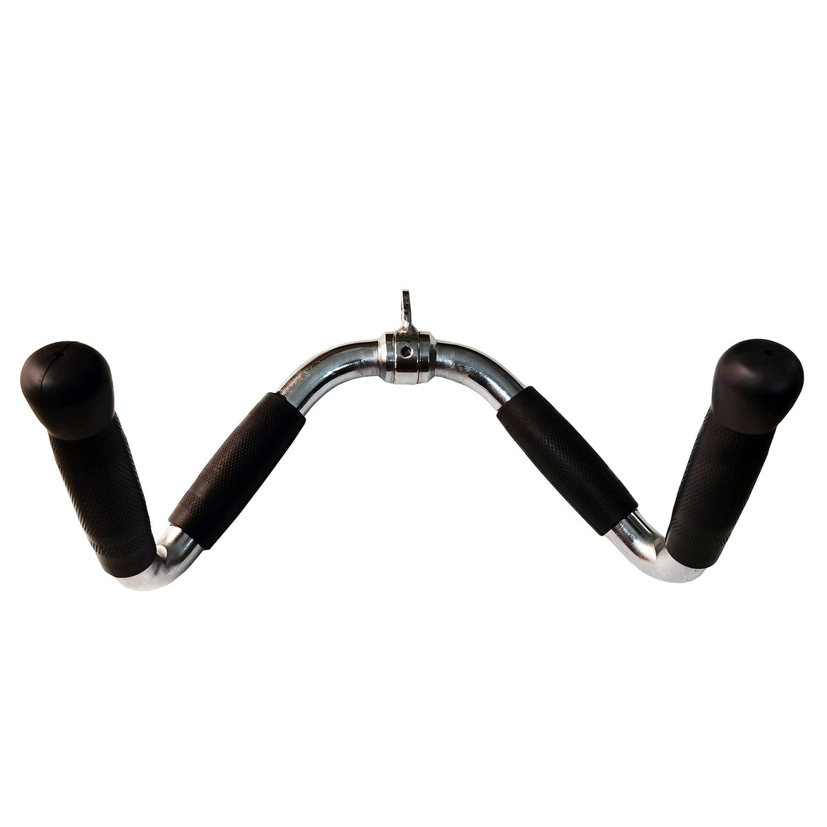 yuhqc front view of chrome lat tricep bar showing full length and grips, durable construction benefit