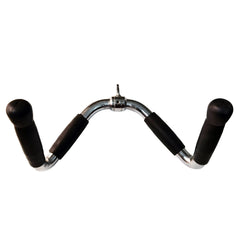 yuhqc front view of chrome lat tricep bar showing full length and grips, durable construction benefit