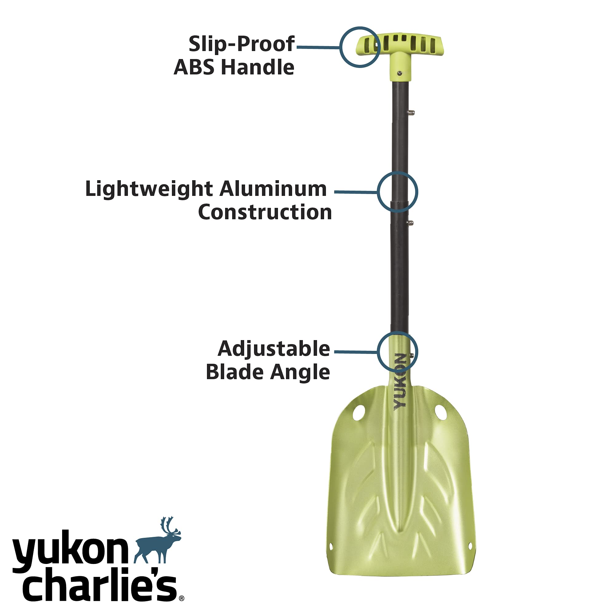 Yukon Charlie's shovel extended to full length for better leverage