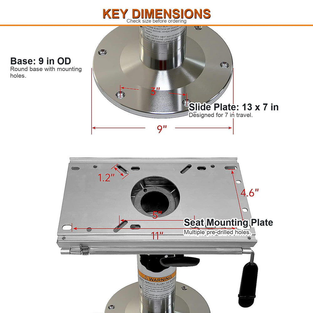 Yuleimy base bottom detail showing heavy-duty 9-inch OD base for reduced rattle