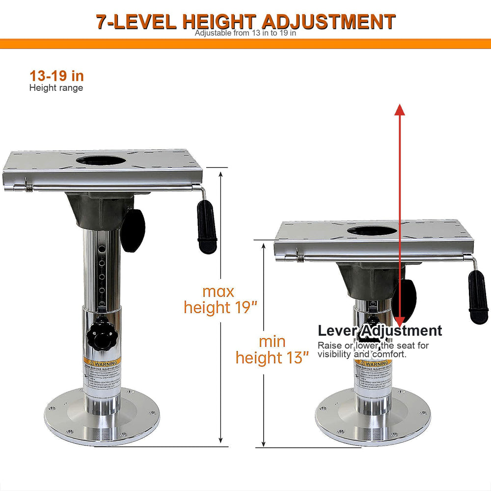 Yuleimy post height indicator showing seven positions for adjustable captain comfort