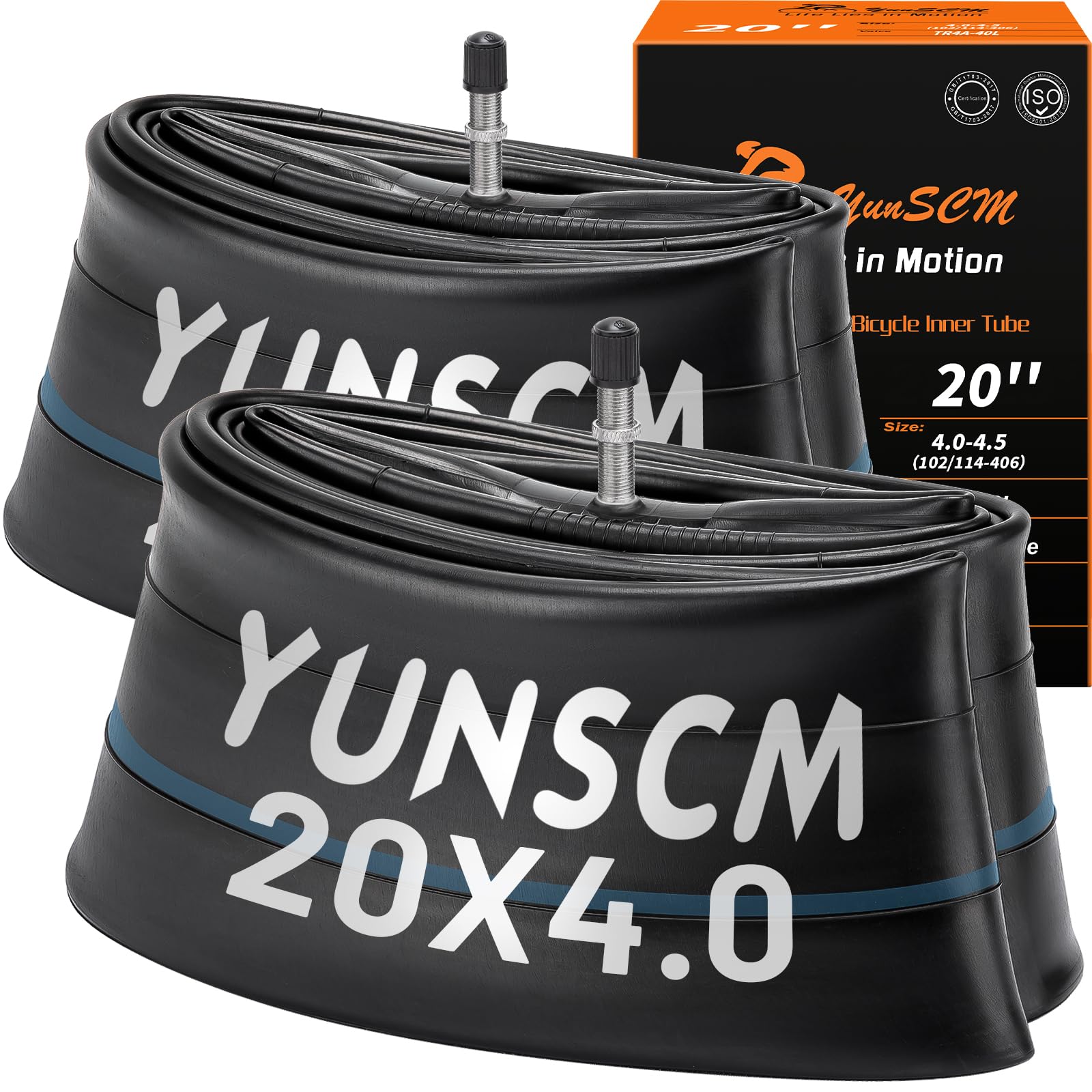 YunSCM front view of two 20x4 inner tubes showing durable construction and reliability