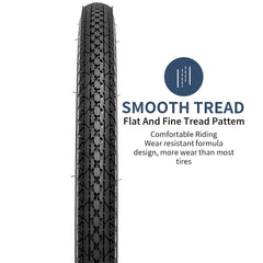 YunSCM close-up of smooth tread pattern, improved rolling on pavement
