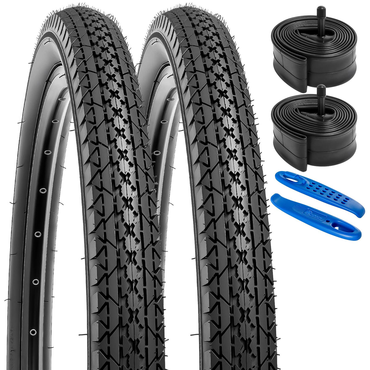 YunSCM front packaging showing two 26x1.95 tires and tubes, easy replacement