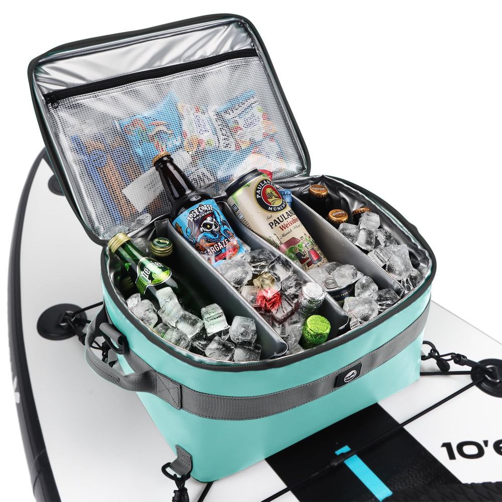 YVLEEN paddle board cooler open interior with removable dividers for organized storage