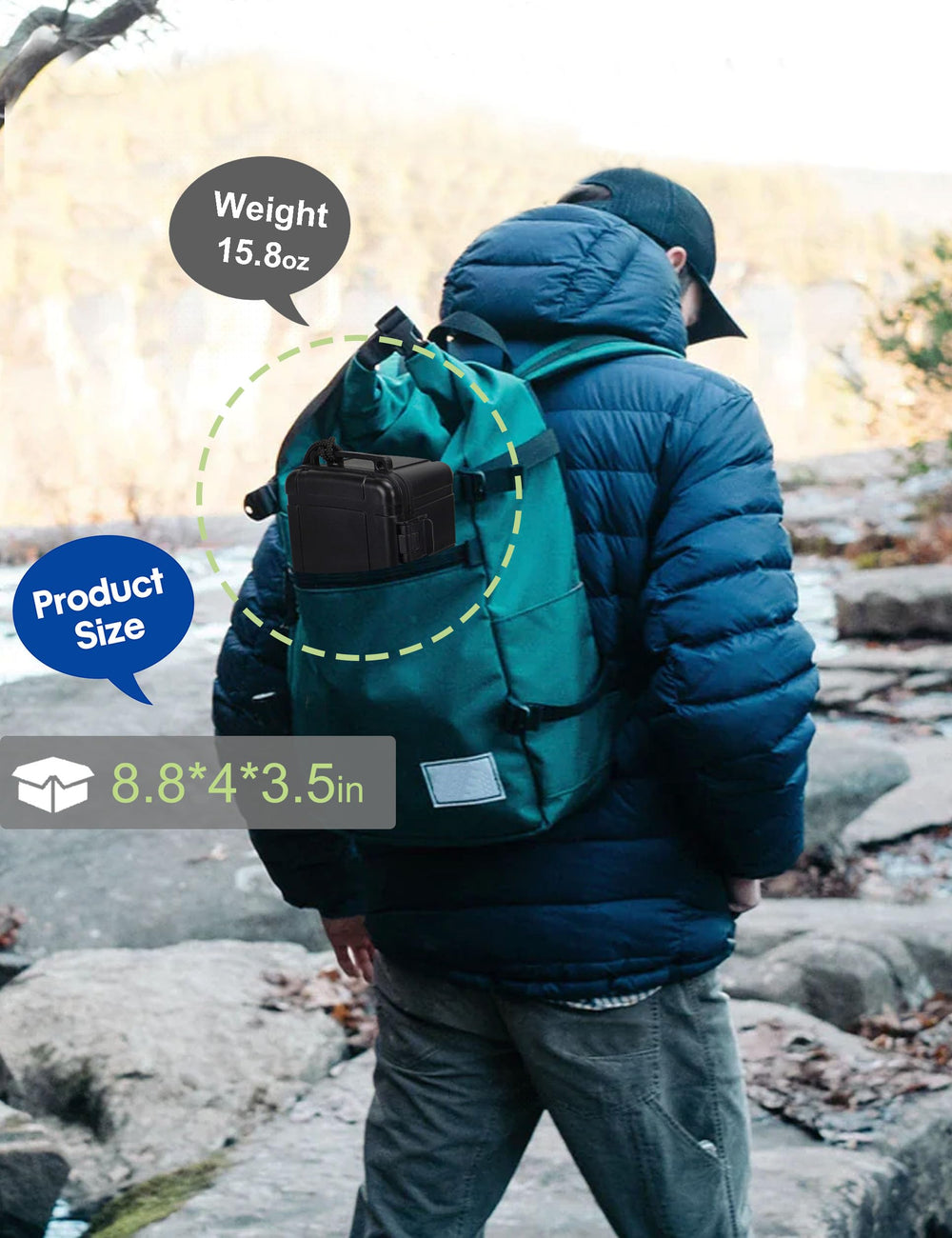 YVUDW next to smartphone to show interior fit and size compatibility for devices