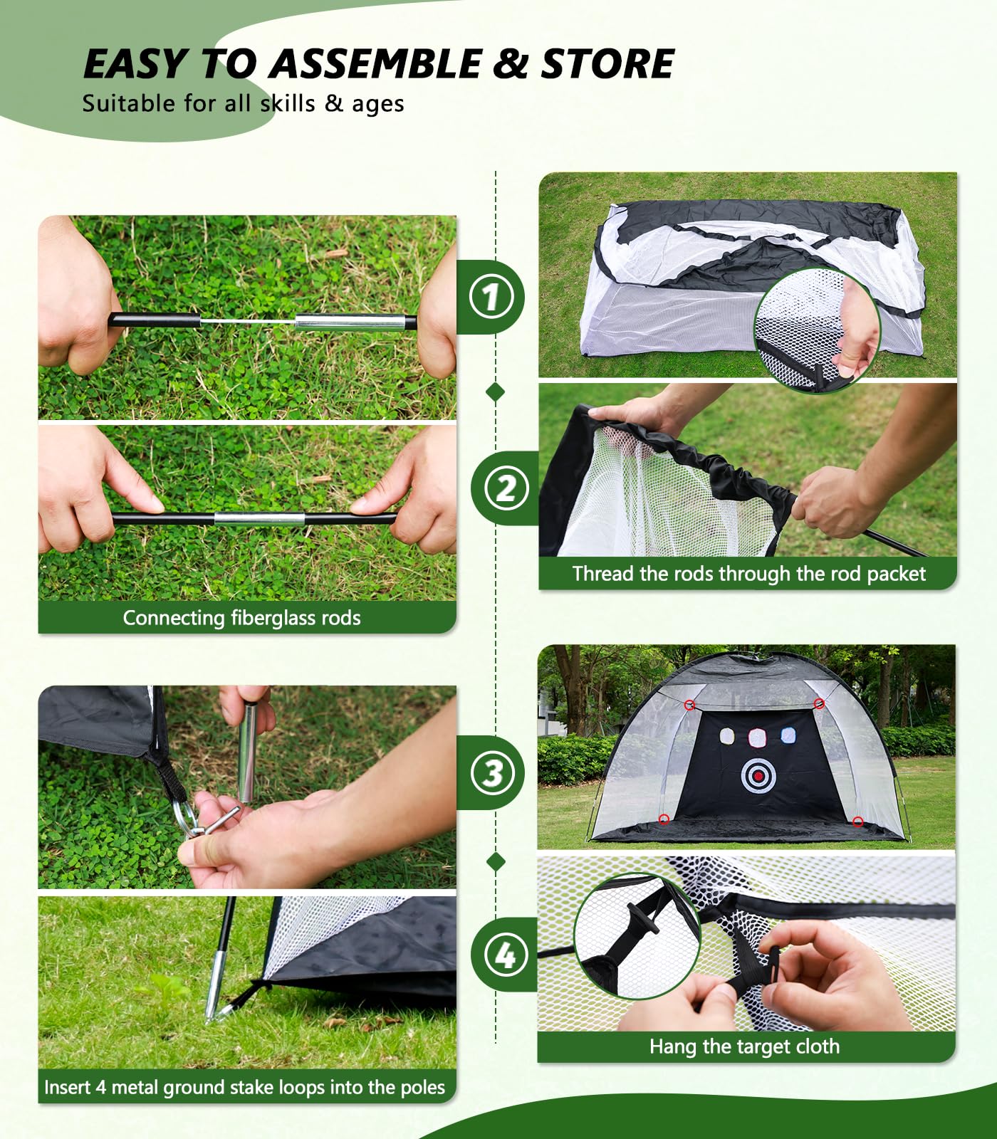 Ywitio frame joint and pole detail demonstrating sturdy tension and quick assembly