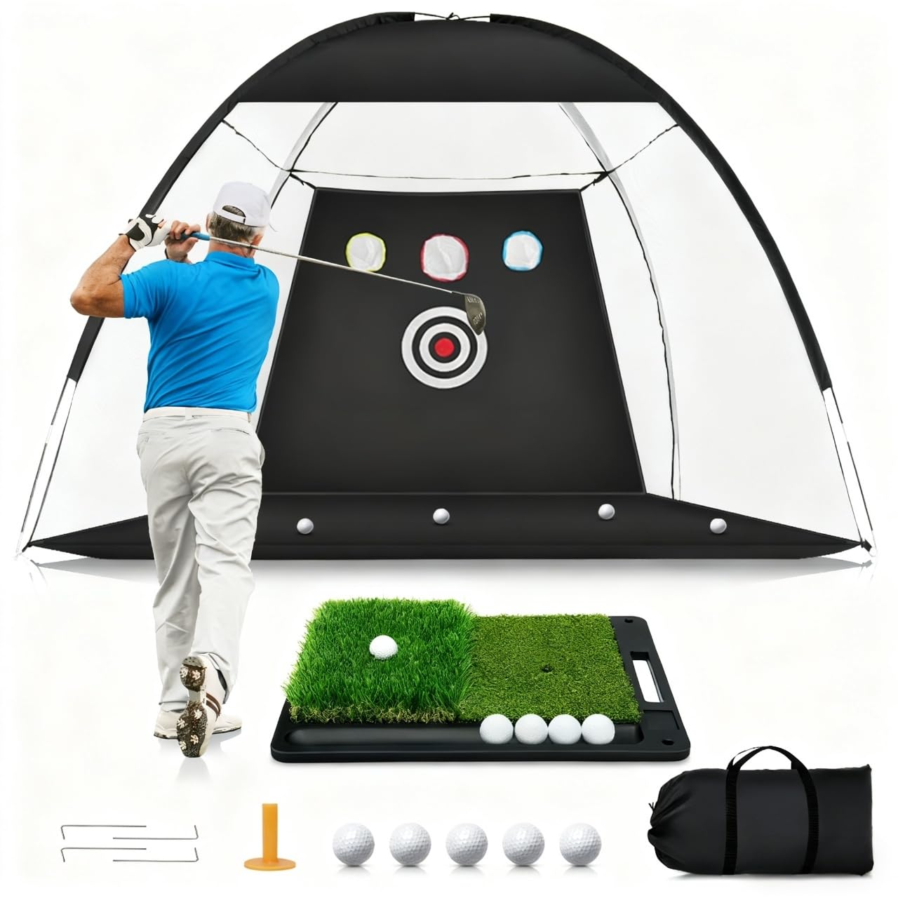 Ywitio front view showing net and mat for convenient home practice