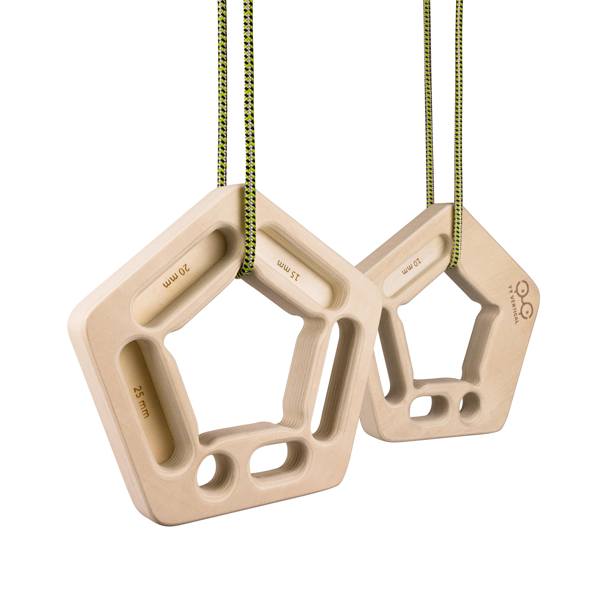 YY Vertical front view of 2-pack hangboards showing compact layout and grips