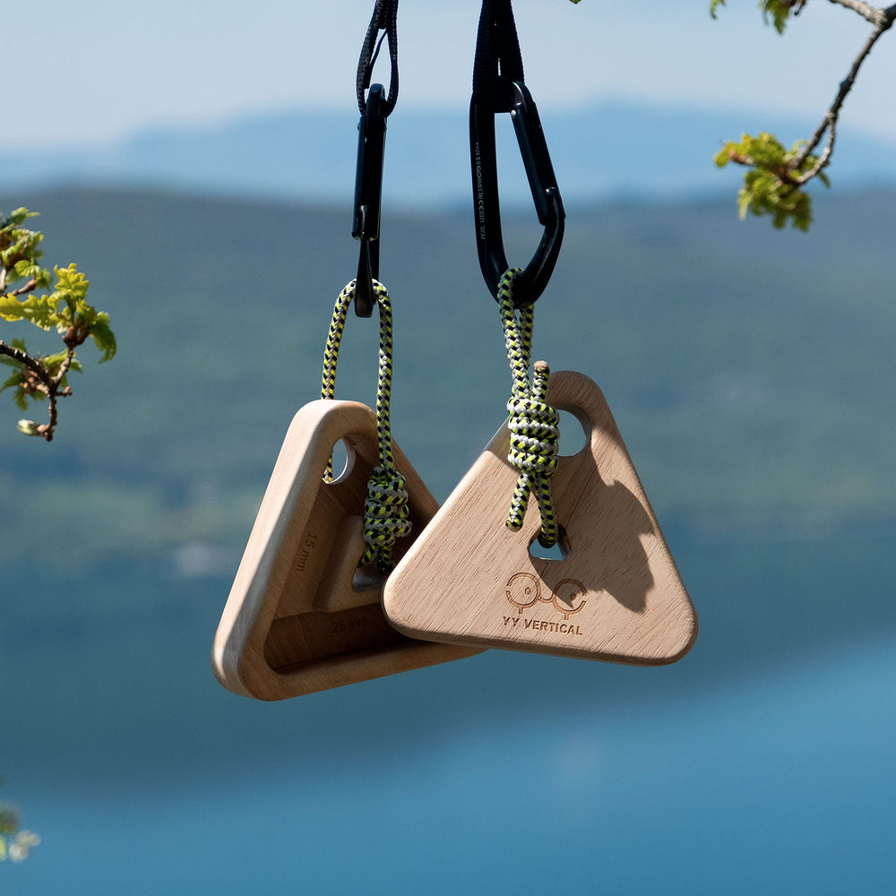 YY Vertical lifestyle image of outdoor training session with triangles for portable workout benefit