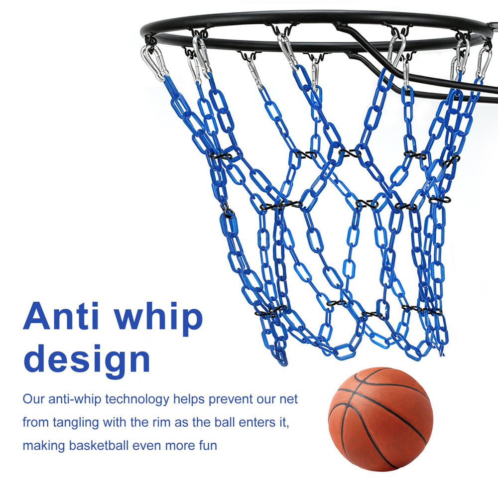 Yyiwhmy net in use on outdoor court capturing clean swish and durability benefit