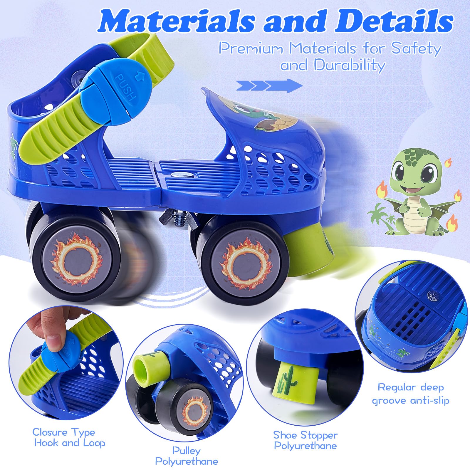 YYZIIOQ adjustment slider mechanism demonstrating size expansion for growing feet