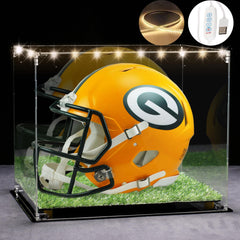 yzklnne front view of case showcasing a helmet with clear protection and display benefit