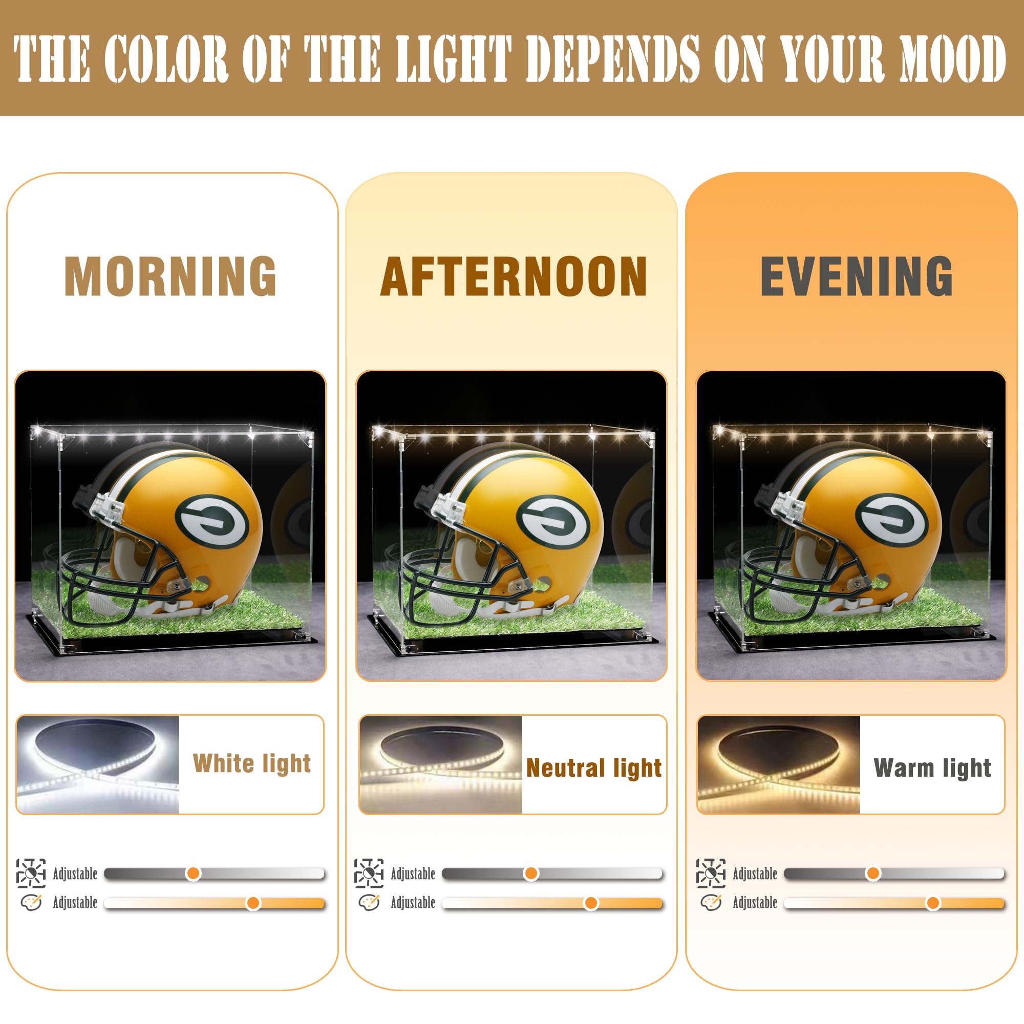 yzklnne LED lights in use changing colors to enhance helmet presentation
