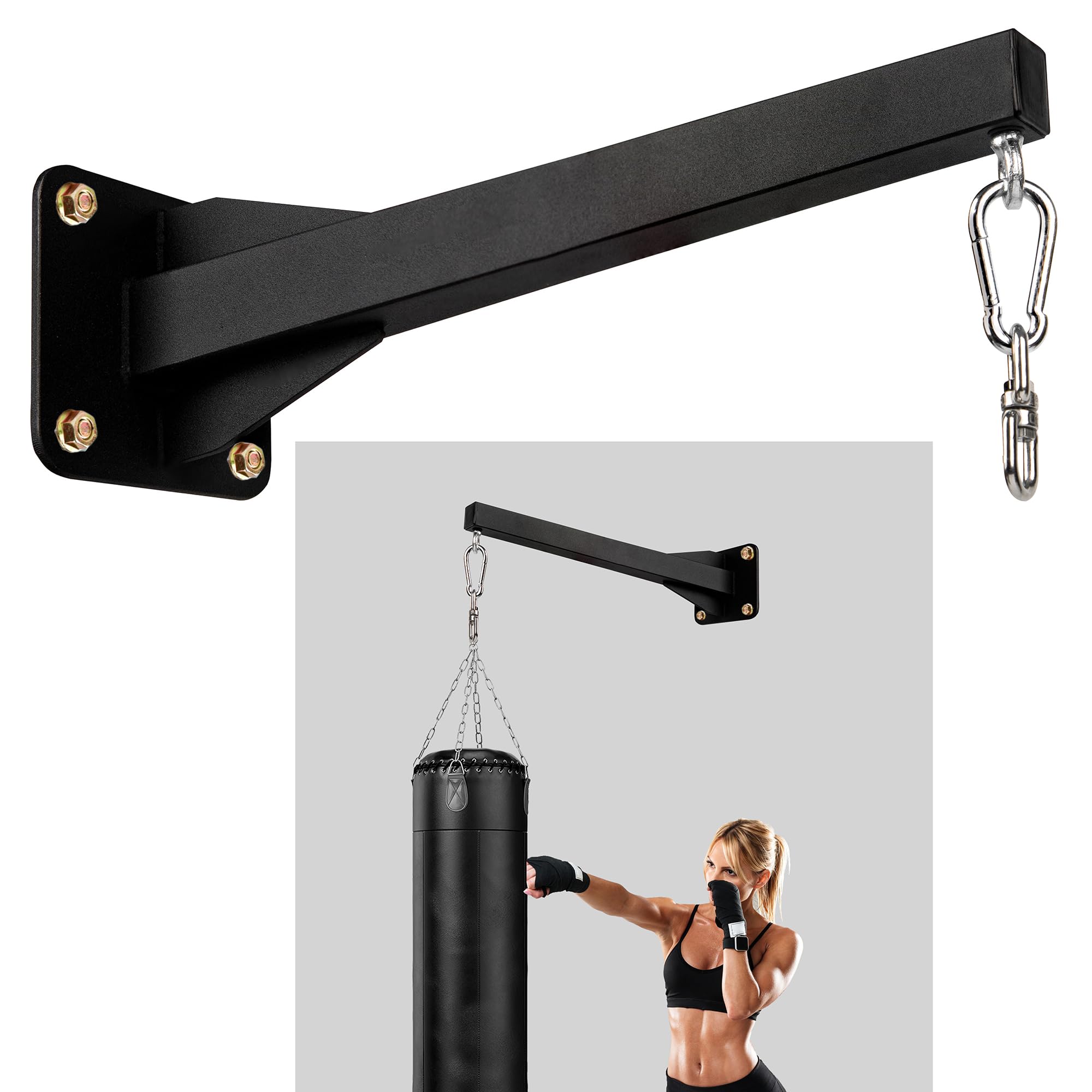 YZZHAJ front view of matte black wall mount showing sturdy frame and secure design benefit