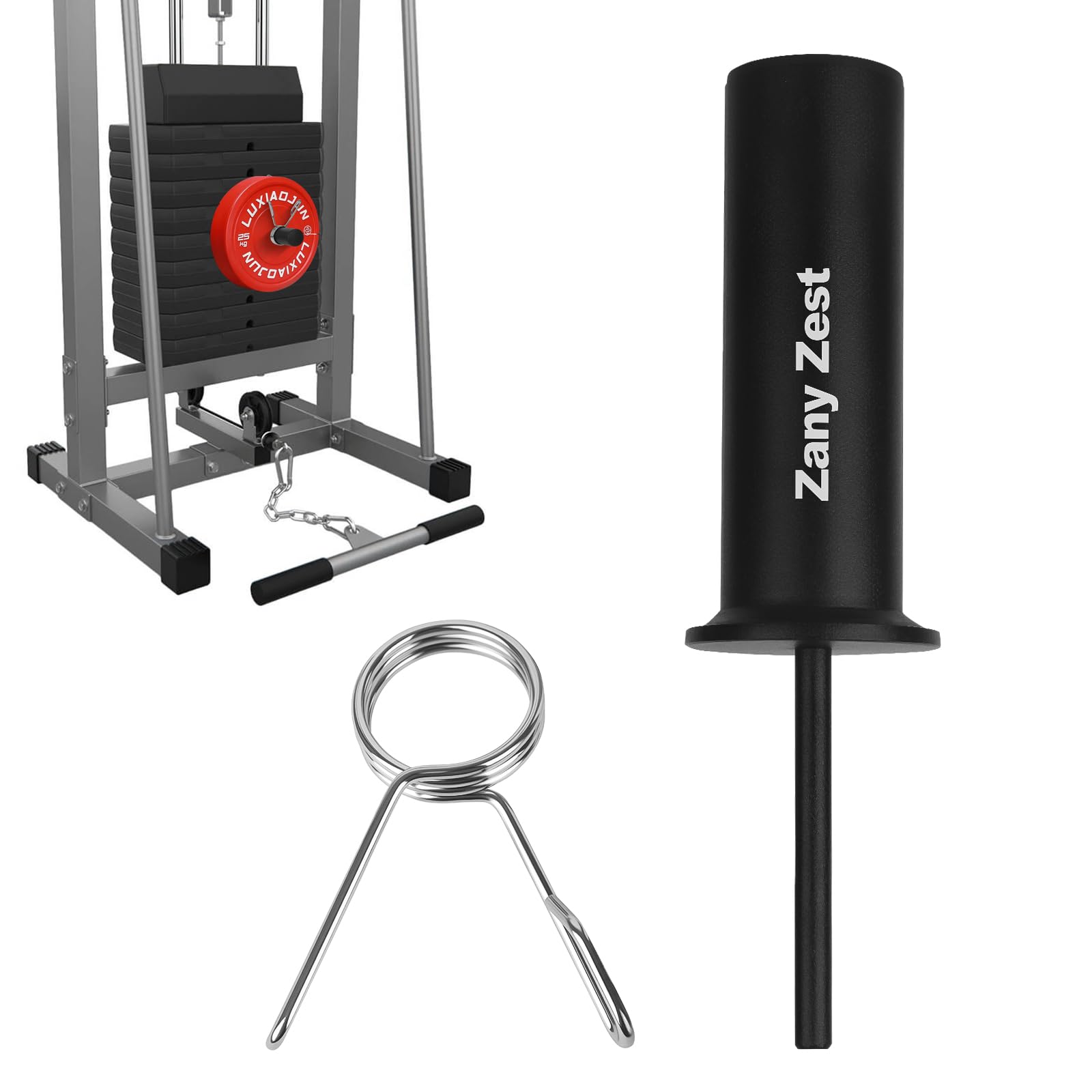 Zany Zest front view of the reinforced weight pin showing solid build and durability