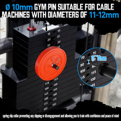 Zany Zest inserted in a weight stack demonstrating secure fit and safer adjustments