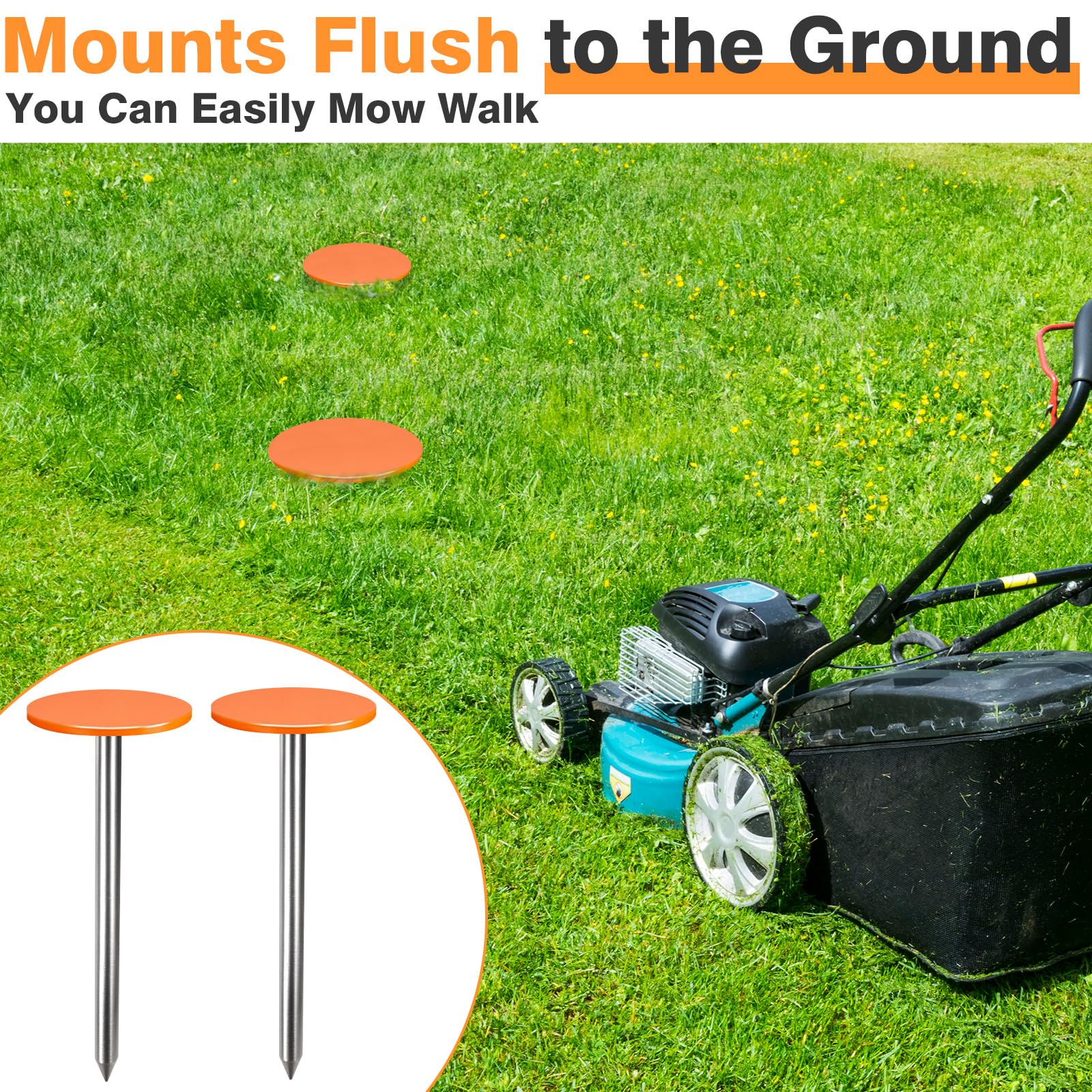 Zealor marker partially set in grass showing clear locate-and-recover advantage