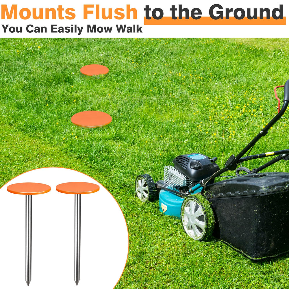 Zealor marker partially set in grass showing clear locate-and-recover advantage