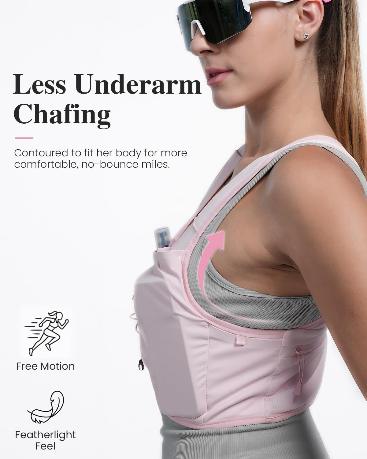 Zelvot close-up of peach-soft fabric front reducing chafe and increasing comfort