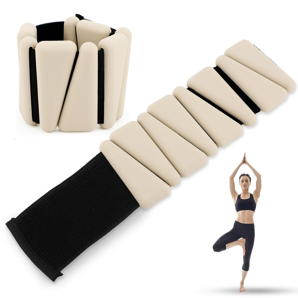 ZEMBSOYA front view of wrist and ankle weights showing compact design and comfort