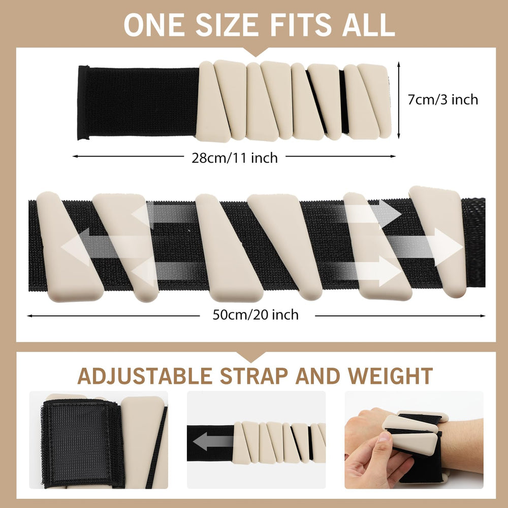 ZEMBSOYA weights next to hand for size comparison showing portable convenience