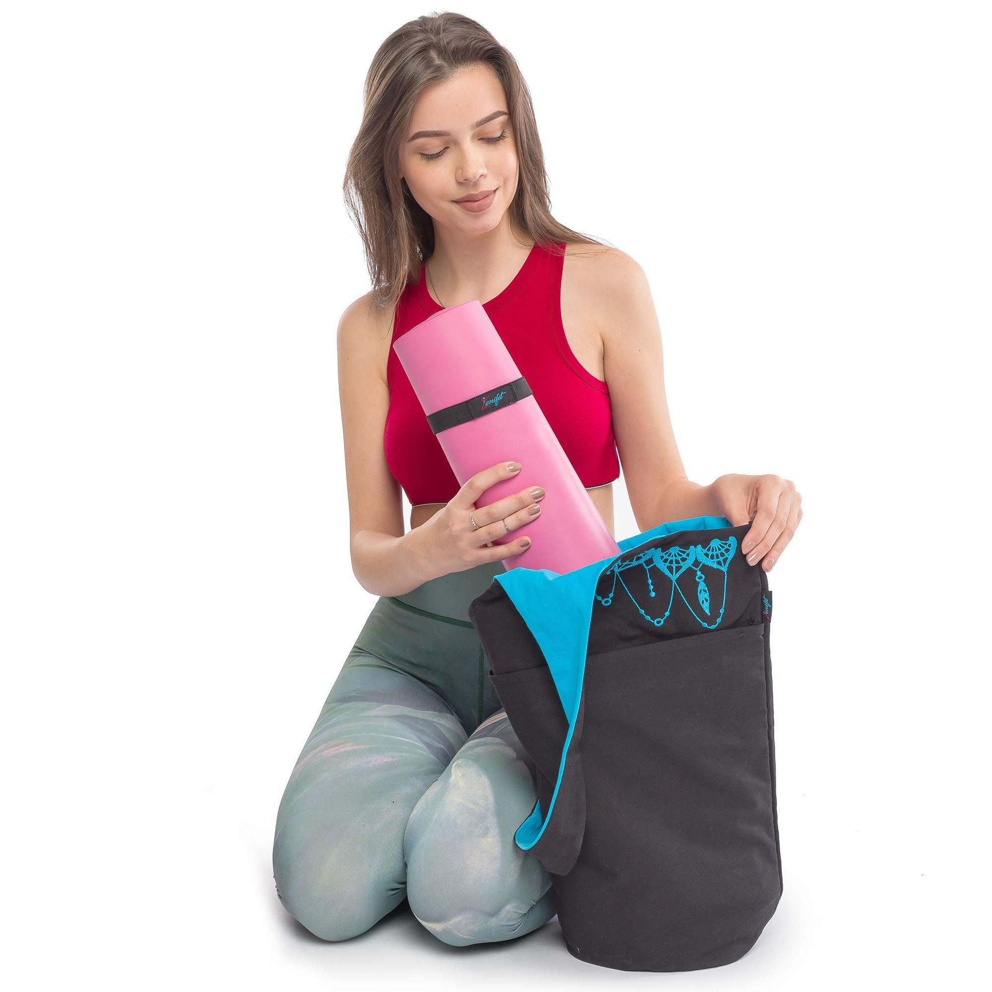 Zenifit carried into yoga studio conveying convenient, stylish transport to class