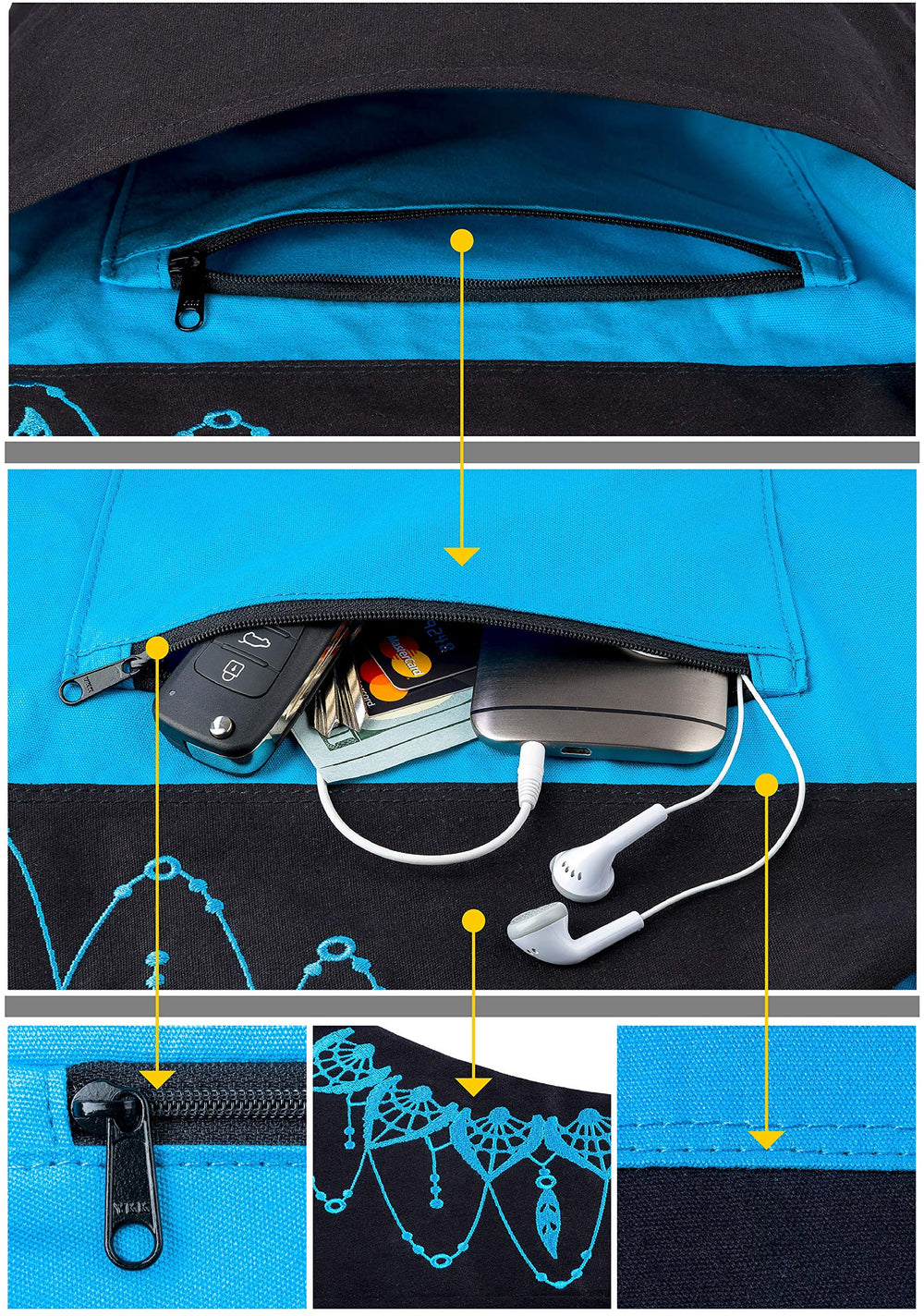 Zenifit bag next to a full-length yoga mat demonstrating fit for up to 72-inch mats