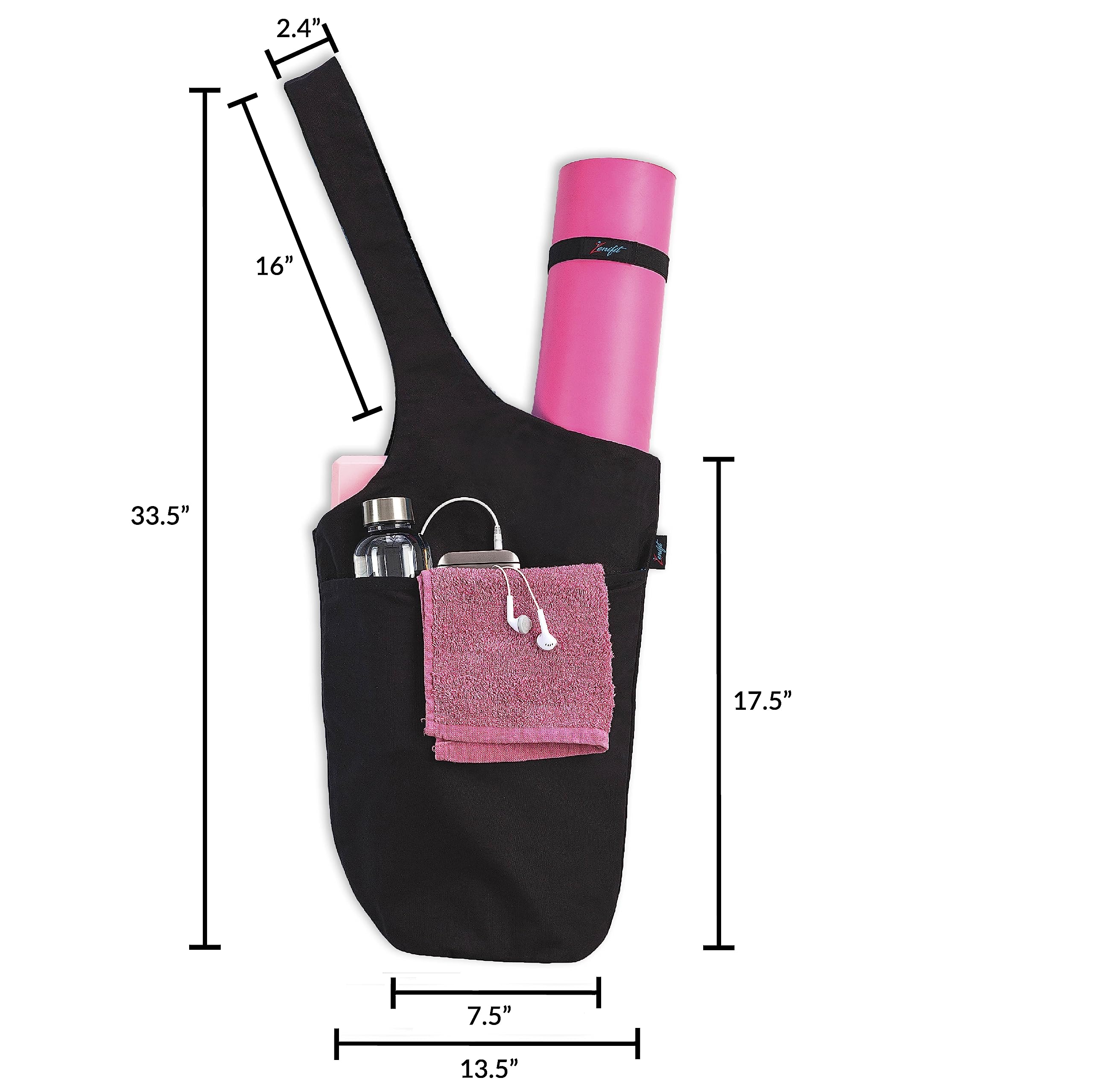 Zenifit top opening showing roomy 13.5 inch storage for blocks and straps