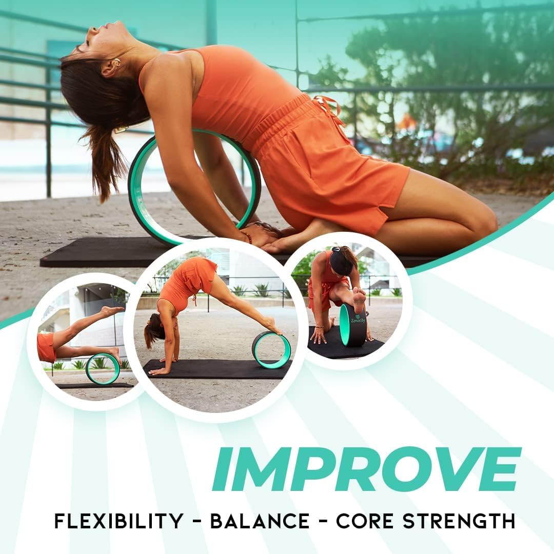 Person using Zenocity yoga wheel for a supported backbend demonstrating improved mobility