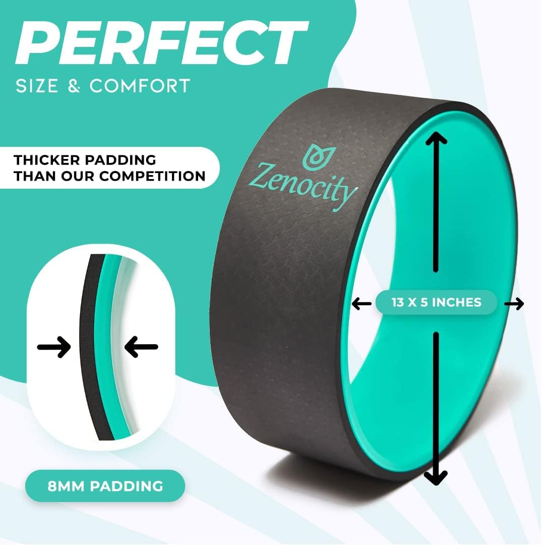 Zenocity yoga wheel thick padded surface detail providing contouring comfort during holds