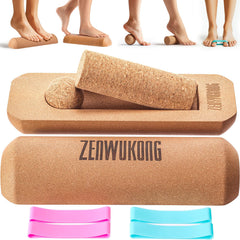 ZENWUKONG front view of cork balance board showing stable design and natural cork benefit