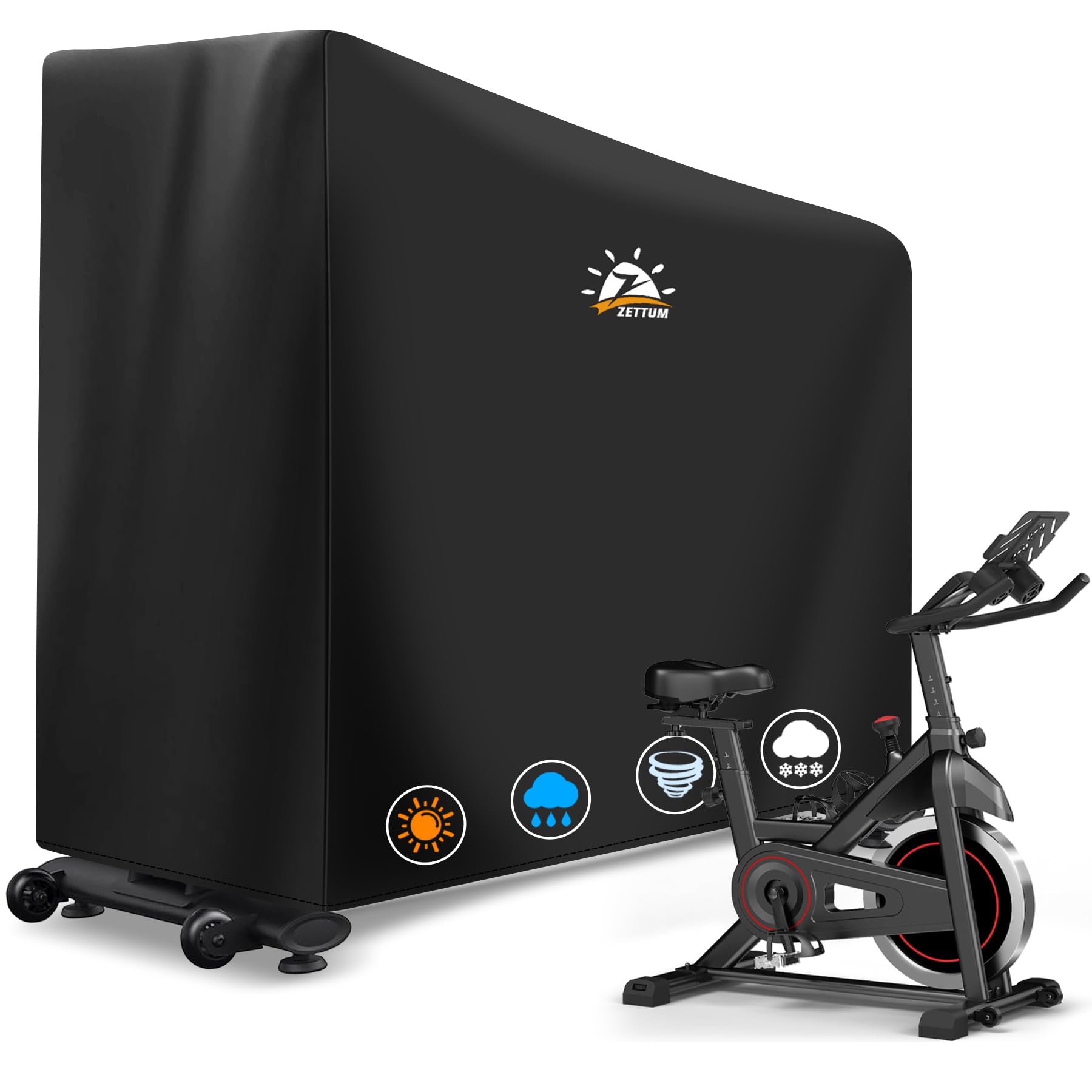 Zettum cover front view over Peloton bike showing neat protection and dust resistance