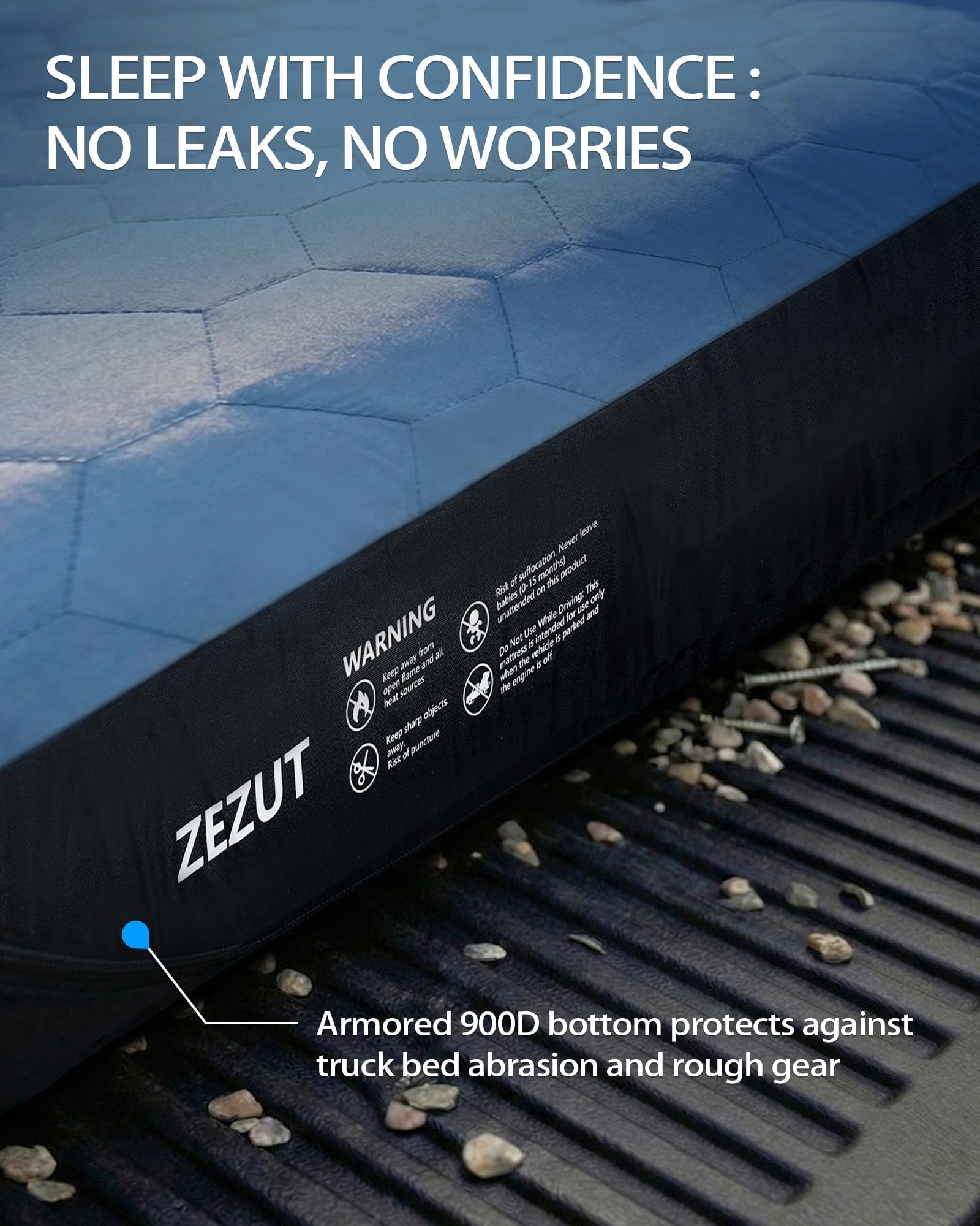 ZEZUT integrated fast pump and valve detail showing quick inflation benefit