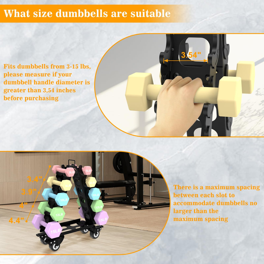 ZHSX rack beside dumbbells demonstrating scale and space-saving storage