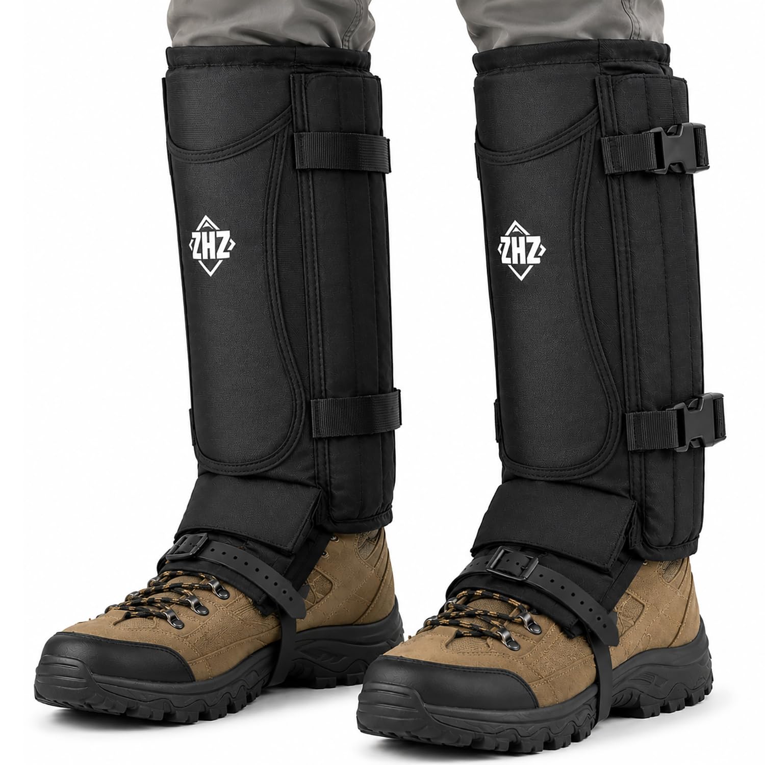ZHZ front view of gaiters showing full leg coverage and protection