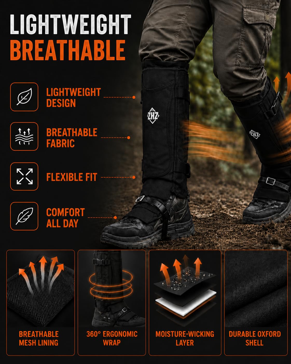 ZHZ zip and strap fastening close-up for secure customizable fit