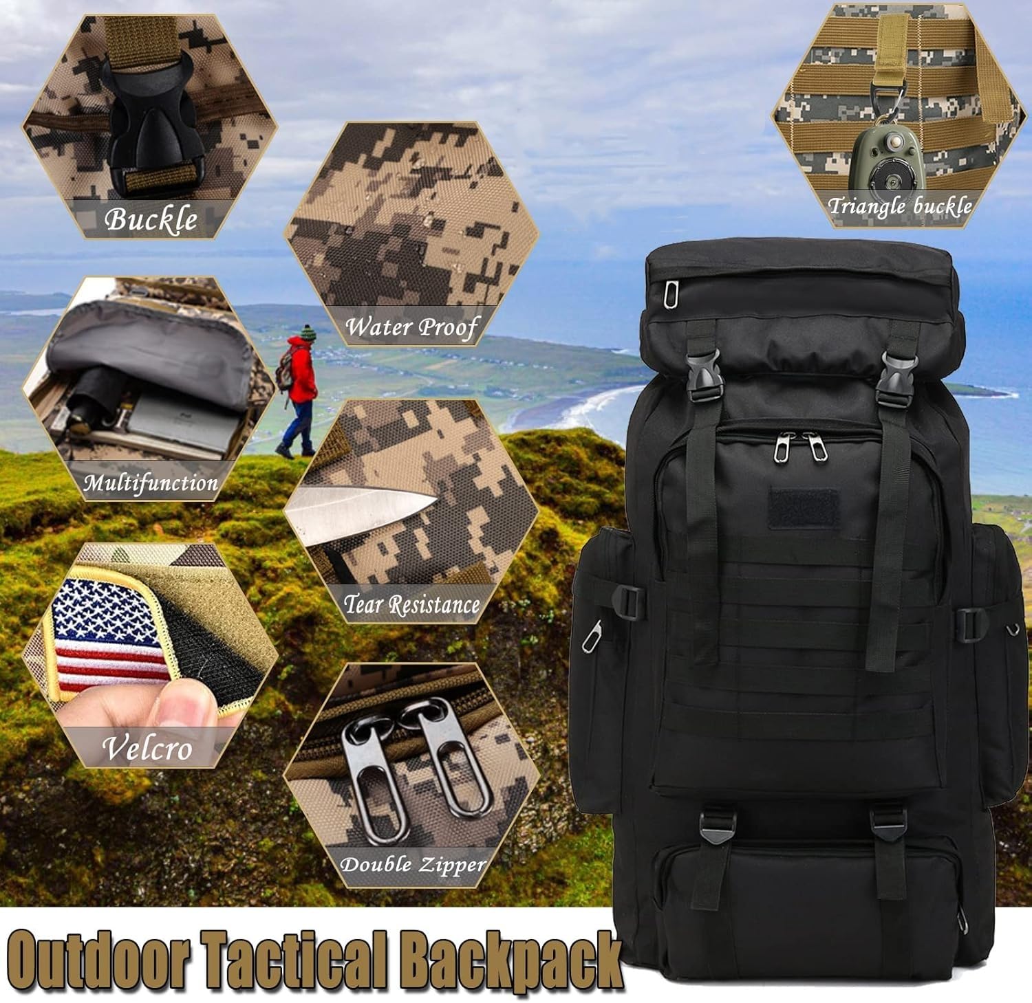 Ziliyy MOLLE webbing detail showing modular attachment options and customization benefit