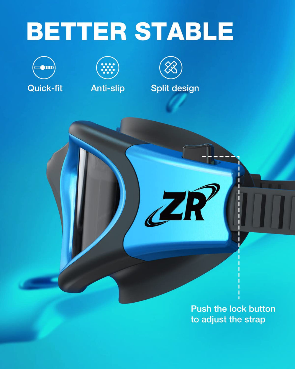 ZIONOR TPR nose bridge detail providing ergonomic, leak-resistant fit