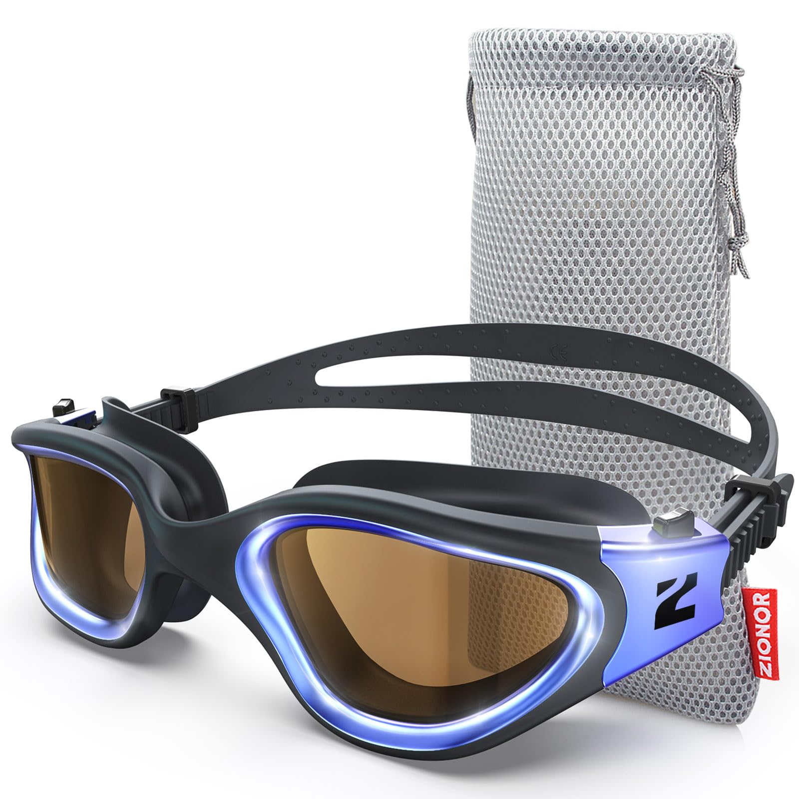 ZIONOR G1 Ultra front view showing polarized photochromic lenses for glare reduction