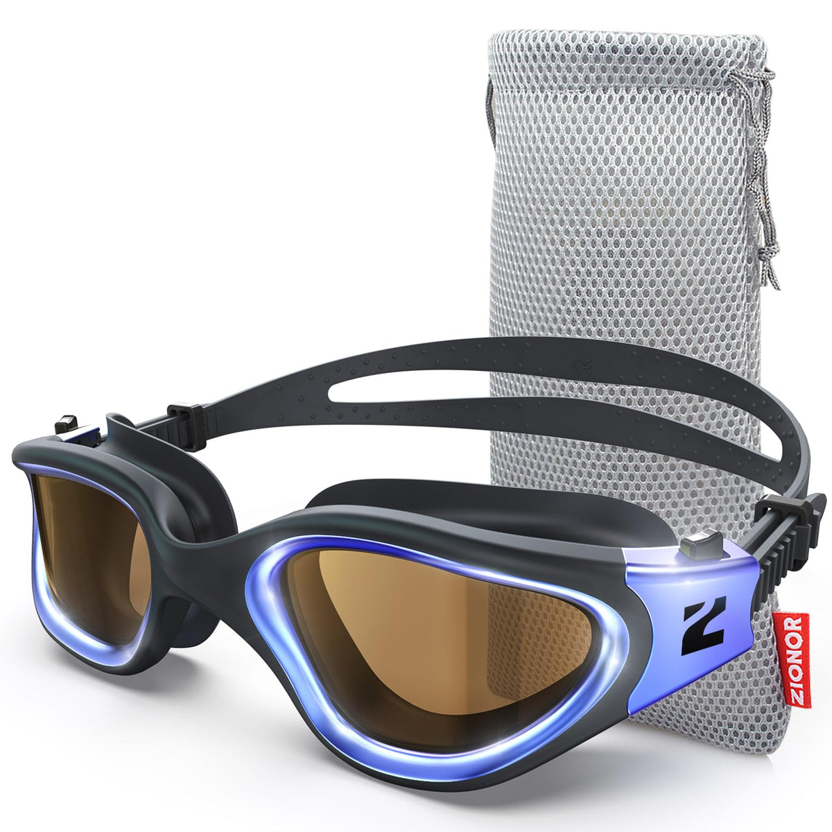 ZIONOR G1 Ultra front view showing polarized photochromic lenses for glare reduction